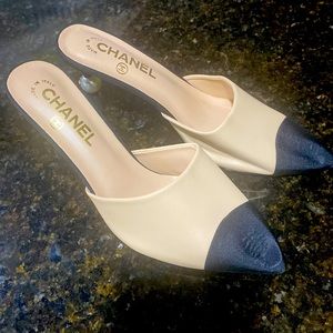 Chanel slip on pointy toe heels
